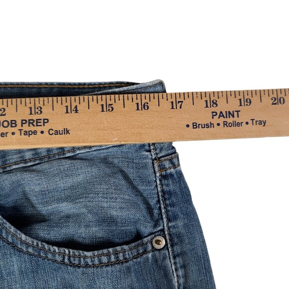 Levi's 505 Jeans Mens 33x32 (34x31) Regular Straight Leg Light Wash Distressed * - Picture 12 of 16